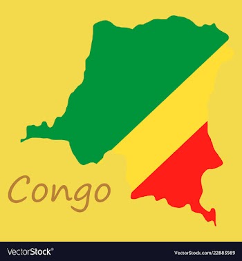 Congo map and flag in white background vector image