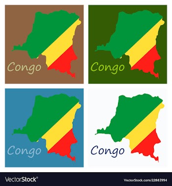 Congo map and flag in white background vector image