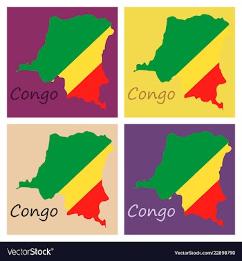 Congo map and flag in white background vector image