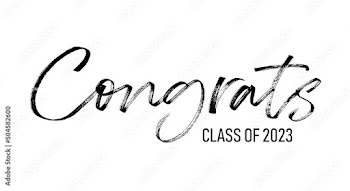 Congrats class of 2023 - simple hand drawn lettering vector text illustration. Template Graduation logo for high school, college graduate yearbook.