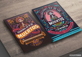 Conjunto de volantes con calaveras de Dia de Muertos
