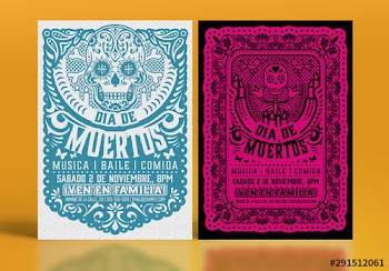 Conjunto de volantes con papel picado de Dia de Muertos