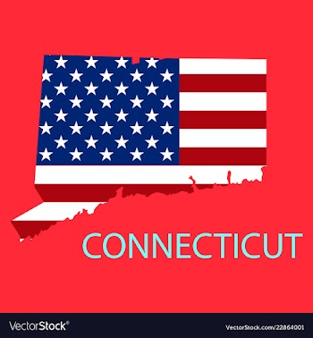 Conncticut state of america with map flag print vector image