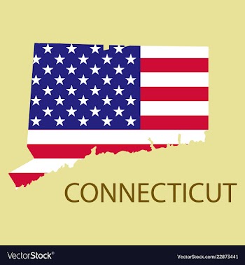 Conncticut state of america with map flag print vector image