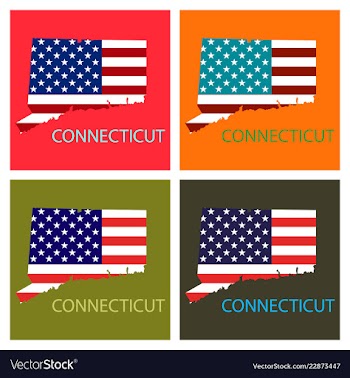 Conncticut state of america with map flag print vector image