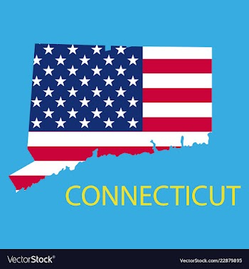 Conncticut state of america with map flag print vector image