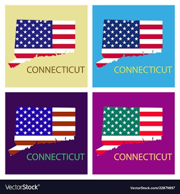 Conncticut state of america with map flag print vector image