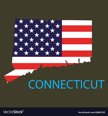 Conncticut state of america with map flag print vector image
