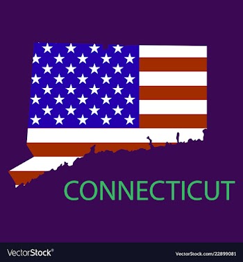 Conncticut state of america with map flag print vector image