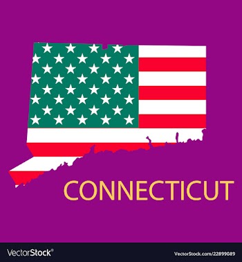Conncticut state of america with map flag print vector image