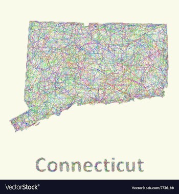 Connecticut line art map vector image