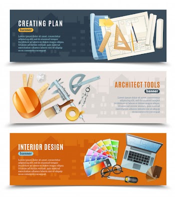 Construction architect tools banners