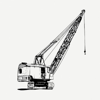 Construction crane drawing, machine vintage | Free PSD - rawpixel