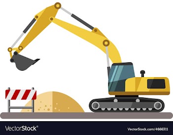 Construction equipment and machinery - excavator vector image
