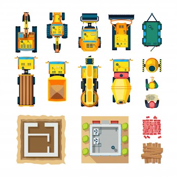 Construction icons set top view