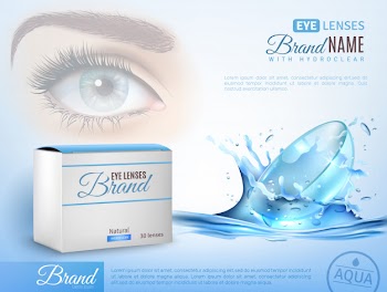 Contact lenses realistic ad template Free Vector
