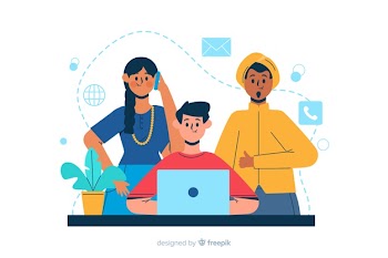 Contact us landing page illustration Free Vector