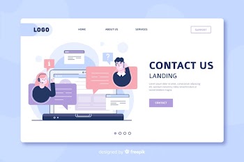 Contact us landing page template Free Vector