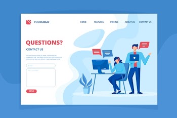 Contact us landing page template Free Vector