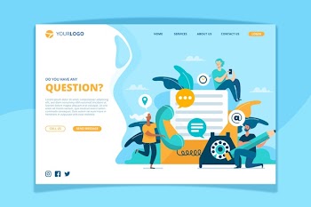 Contact us landing page template Free Vector