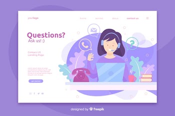 Contact us landing page template Free Vector