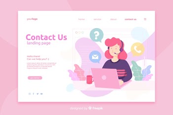 Contact us landing page template Free Vector