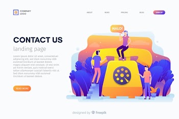Contact us landing page template Free Vector