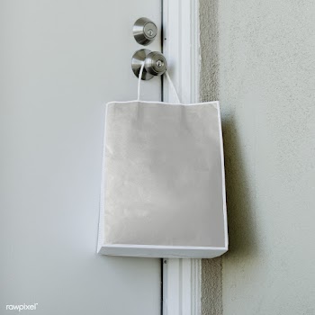 Contactless delivery bag hanging on a doorknob | Free  transparent png - 2328079