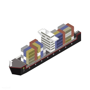 Container on a ship isolated on background | Free stock vector - 393270