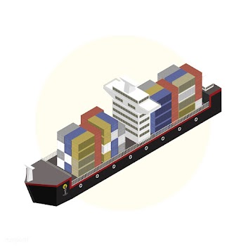 Container on a ship isolated on background | Free stock vector - 393303
