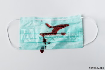 Contaminated medical face mask during coronavirus pandemic