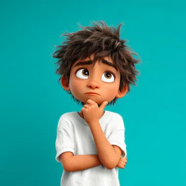 Contemplative Latin Boy in 3D Pixar Style Contemplative Latin Boy in 3D Pixar Style