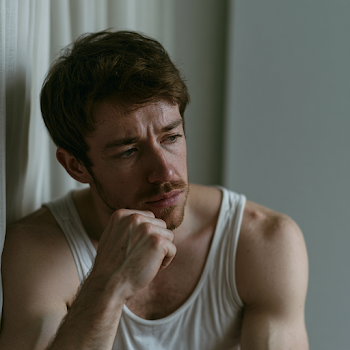 Contemplative Young Man in Soft Light