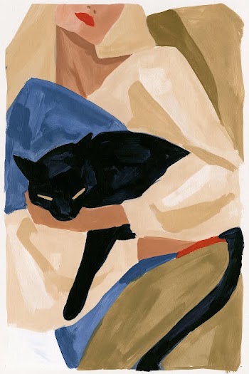 Contemporary Minimalist Woman with Cat