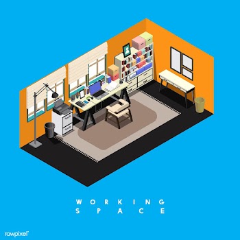 Contemporary working space isolated on backgr.. | Free stock vector - 393238