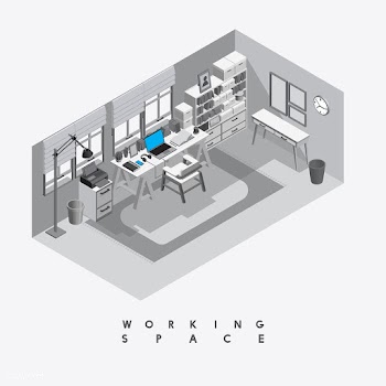 Contemporary working space isolated on backgr.. | Free stock vector - 393298