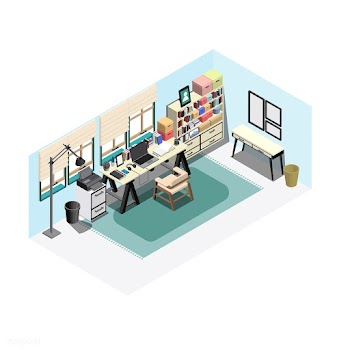 Contemporary working space isolated on backgr.. | Free stock vector - 393318