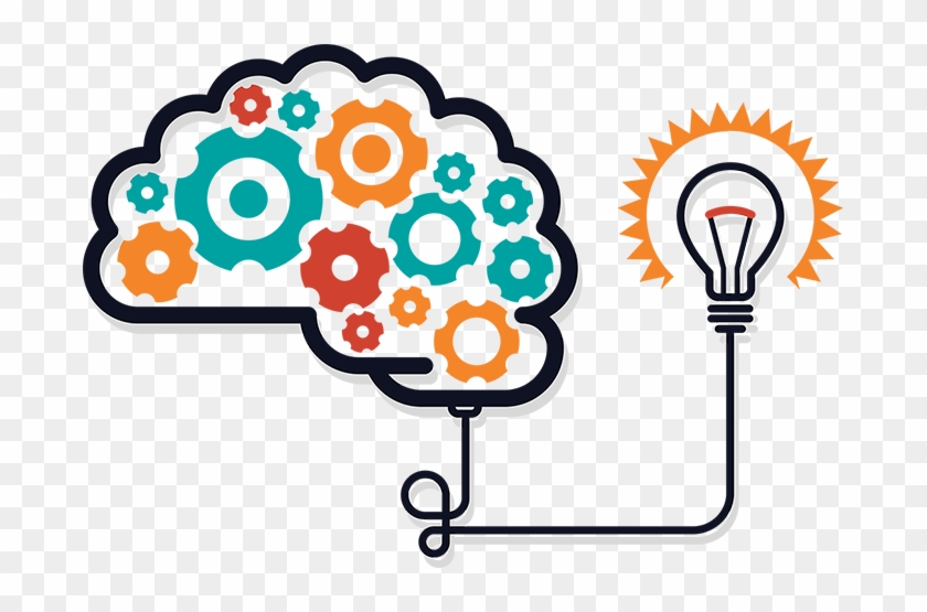 Content Marketing Brain Idea Illustration - Lightbulb And Gears Icon Png