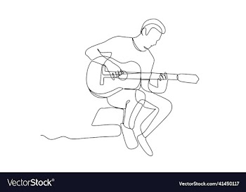 continuous line drawing of a male sitting