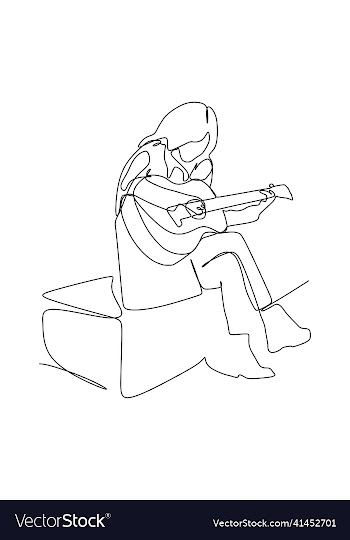 continuous line drawing of female sitting
