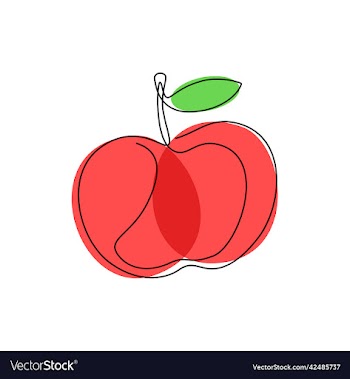 continuous line of red apple fruits concept