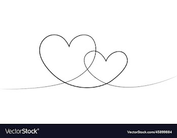 continuous one line drawing of two hearts