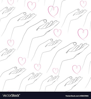 contour drawing of a hand with a heart