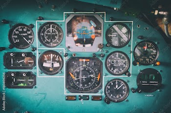 Control panel in a old ussr plane cockpit