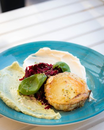 Cooked Food on Blue Plate