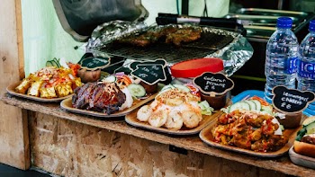 Cooked Foods on Wooden Plate