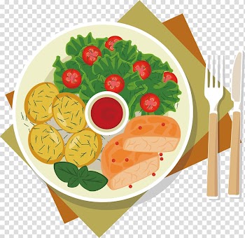 Cooked meat with vegetables dish illustration, Chicken salad Vegetable, Western salad transparent background PNG clipart