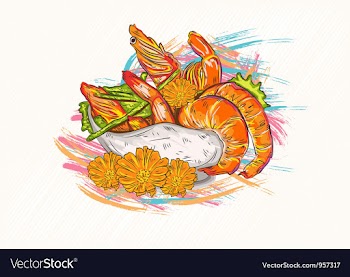 Cooked shrimp vector image