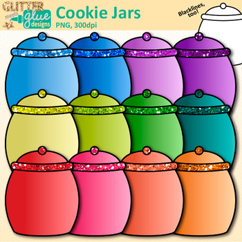 Cookie Jar Clip Art | Rainbow Glitter Containers for Counting ...