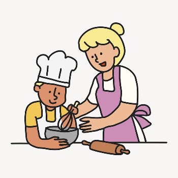 Cooking collage element, mother & | Free Vector - rawpixel